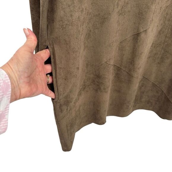 Soft Surroundings Suede Patchwork Section Dress With Pockets Brown Size Large - Picture 5 of 8